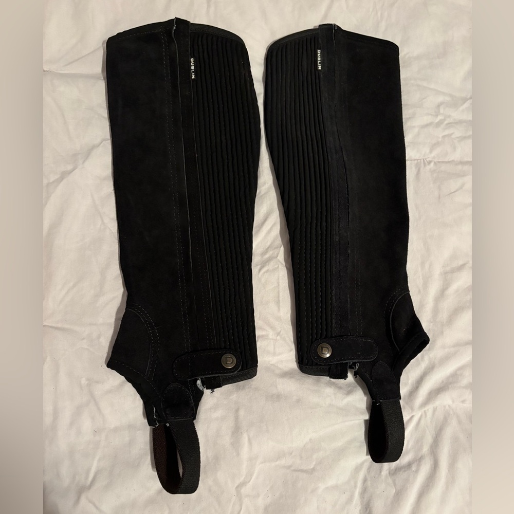 Dublin, black half chaps. Never worn.